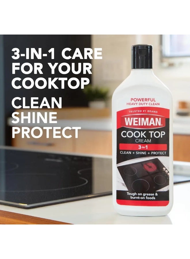 Weiman Powerful Heavy Duty Glass Cooktop 3 in 1 Cleaner & Polish Shines And Protects Glass Ceramic Smooth Top Ranges With Its Gentle Formula 283 ML - Image 2
