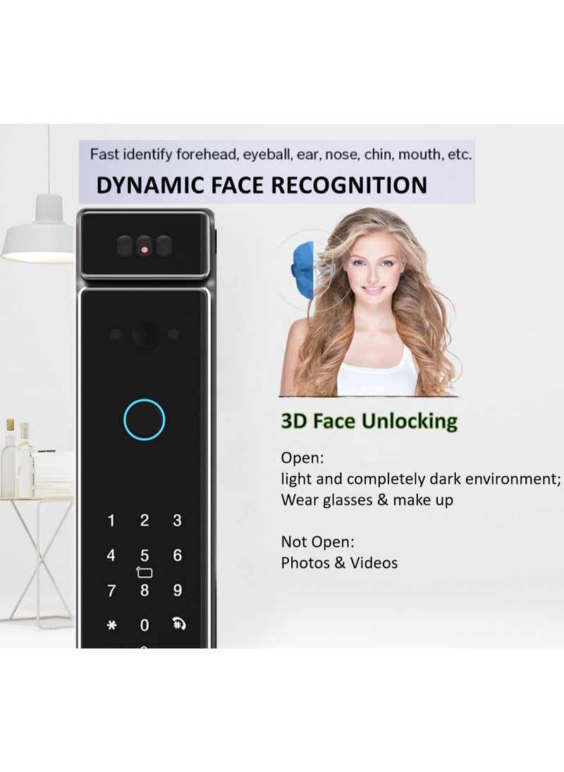 Razuvious Smart Lock With Camera, 3D Facial Recognition, Realtime Monitoring And Wifi Video Intercom Lock,App Remote Control, Smart Home Device For Apartment, Hotel, Home, Office  - Image 4