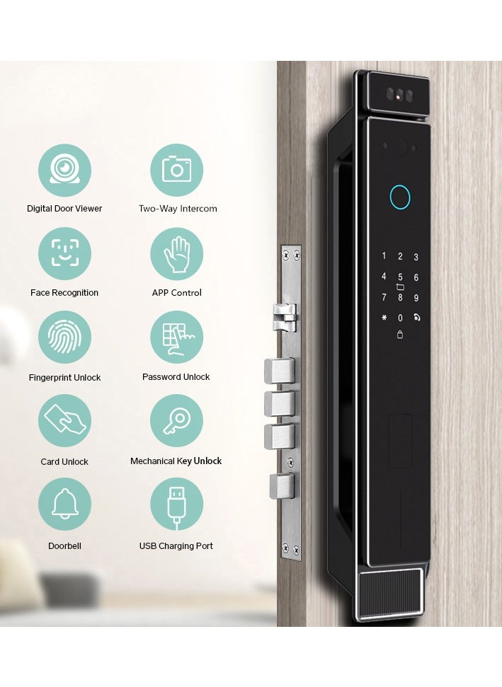 Razuvious Smart Lock With Camera, 3D Facial Recognition, Realtime Monitoring And Wifi Video Intercom Lock,App Remote Control, Smart Home Device For Apartment, Hotel, Home, Office  - Image 2