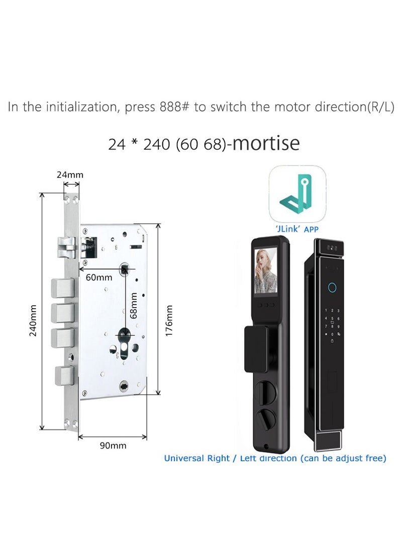 Smart Lock With Camera, 3D Facial Recognition, Realtime Monitoring And Wifi Video Intercom Lock,App Remote Control, Smart Home Device For Apartment, Hotel, Home, Office