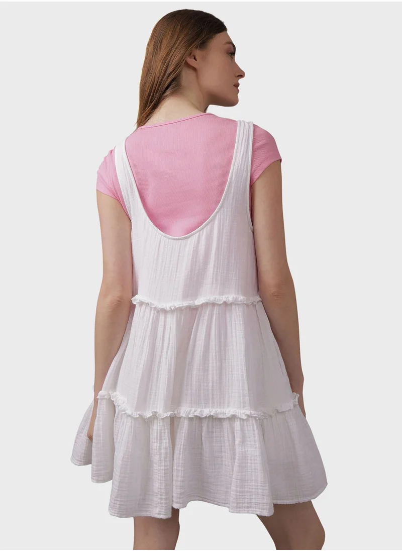 American Eagle Strappy Ruffled Tiered Dress