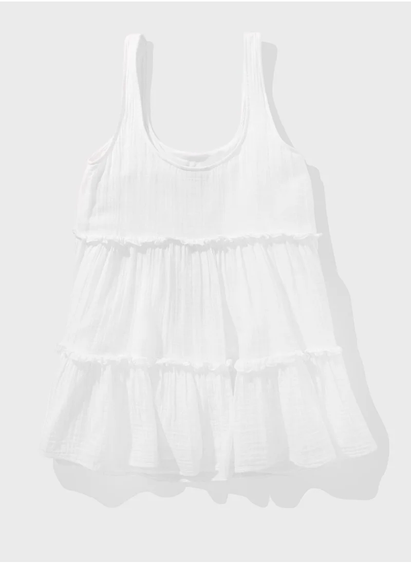 American Eagle Strappy Ruffled Tiered Dress