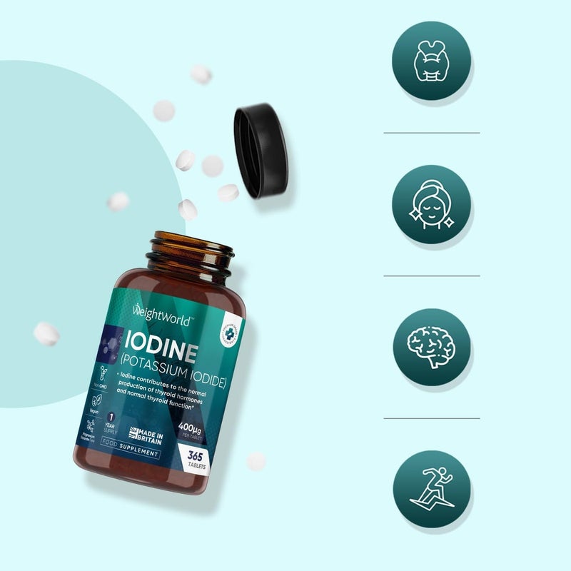 Iodine Tablets - 400mcg Potassium Iodide - 365 Vegan Tablets (1 Year Supply) - Non-GMO & Gluten-Free Iodine Supplement - Trace Mineral - Made in the UK - Image 3