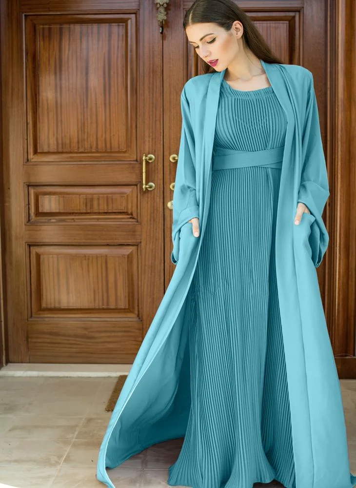 النخبة Two piece abaya style dress with inner and belt.