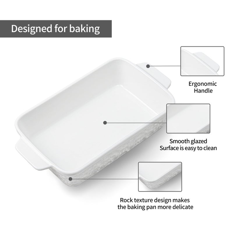 Dafuceramic Casserole Dishes for Oven, Baking Dishes, Ceramic Bakeware Sets of 4, Rectangular Baking Pan Set with Handles for Baking, Casserole, Kitchen, Wedding Gift,White - Image 3