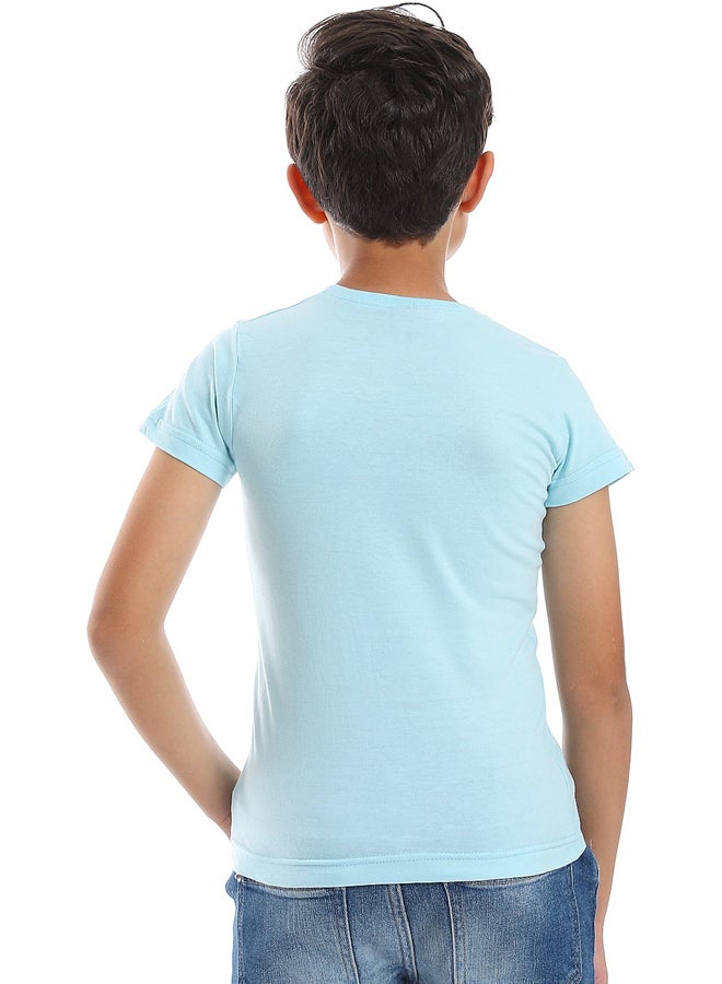 Andora Printed Pattern Short Sleeves Boys T-Shirt_Light Blue  - Image 3
