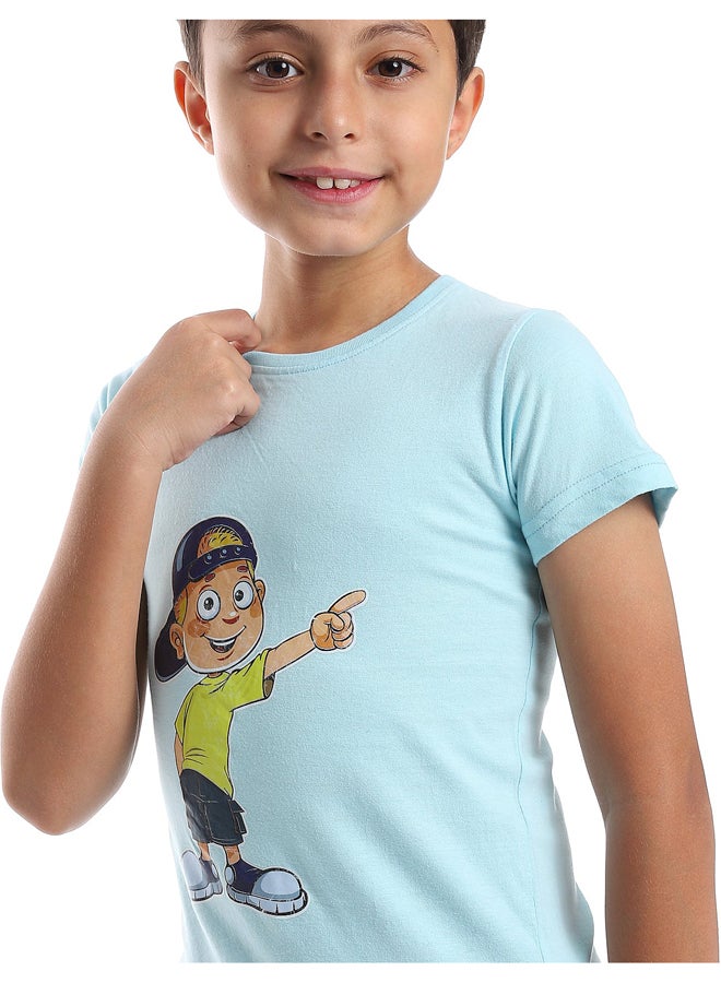 Andora Printed Pattern Short Sleeves Boys T-Shirt_Light Blue  - Image 4