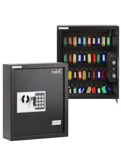 40-Keys Metal Storage Safe Box Cabinet with Key and Digital Pin Code Lock, Wall Mounted For Hotels Real estate Warehouse Schools Universities Business (Black, 40 Keys Capacity)