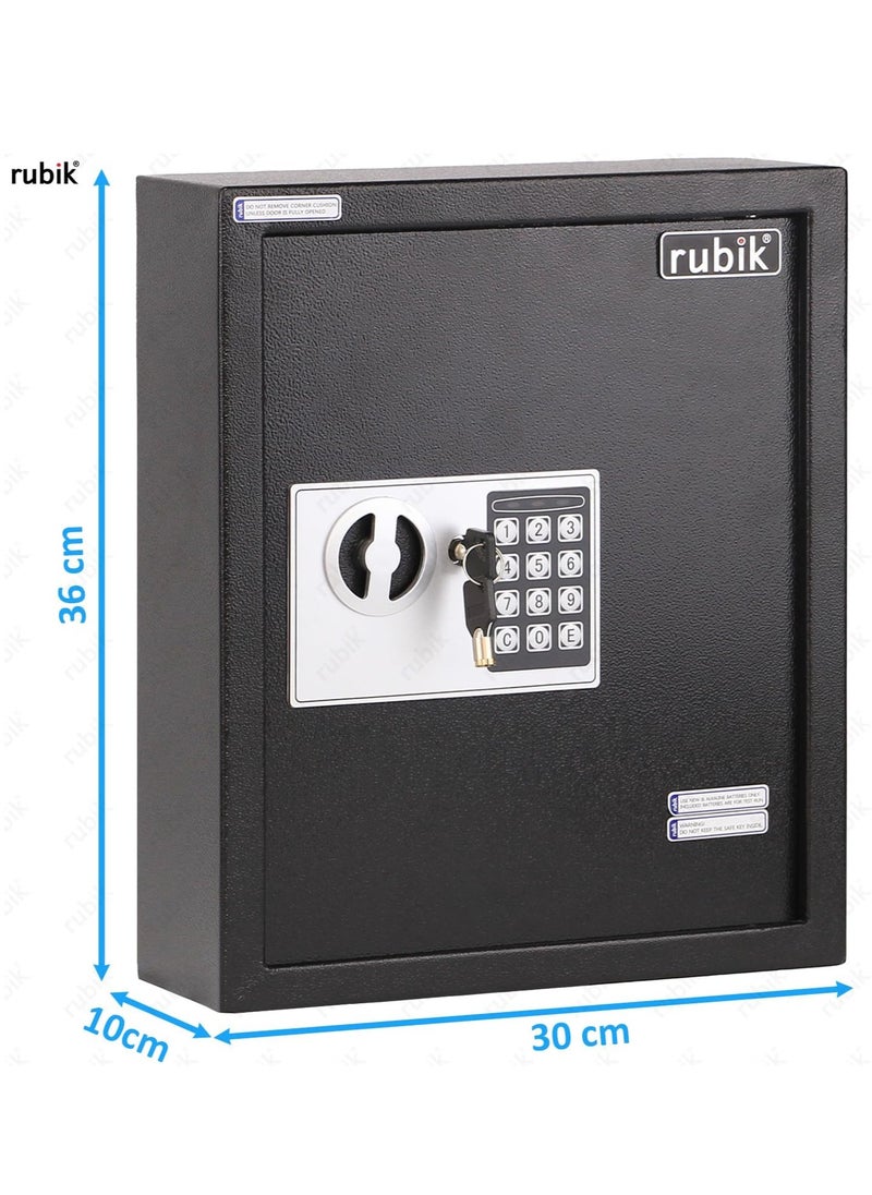 Rubik - 40-Keys Metal Storage Safe Box Cabinet with Key and Digital Pin Code Lock, Wall Mounted For Hotels Real estate Warehouse Schools Universities Business (Black, 40 Keys Capacity) - Image 1