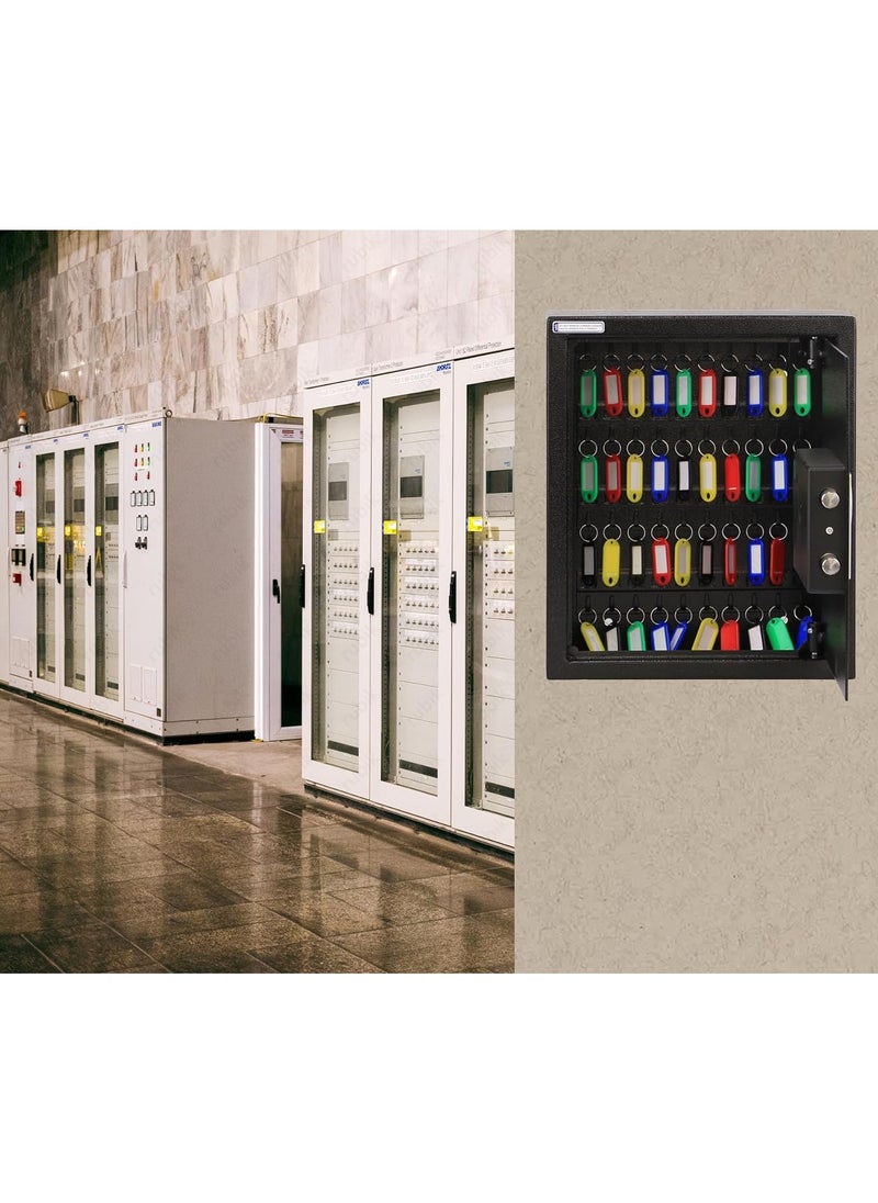 Rubik - 40-Keys Metal Storage Safe Box Cabinet with Key and Digital Pin Code Lock, Wall Mounted For Hotels Real estate Warehouse Schools Universities Business (Black, 40 Keys Capacity) - Image 1