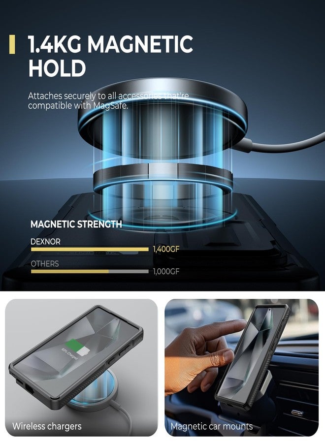 Dexnor for Samsung Galaxy S25 Ultra Case with Camera Cover & Adjustable Kickstand & Built-in Screen Protector, Rugged Shockproof Bumper Cases Heavy-Duty Magnetic Protective Cover(2025),Black - Image 3