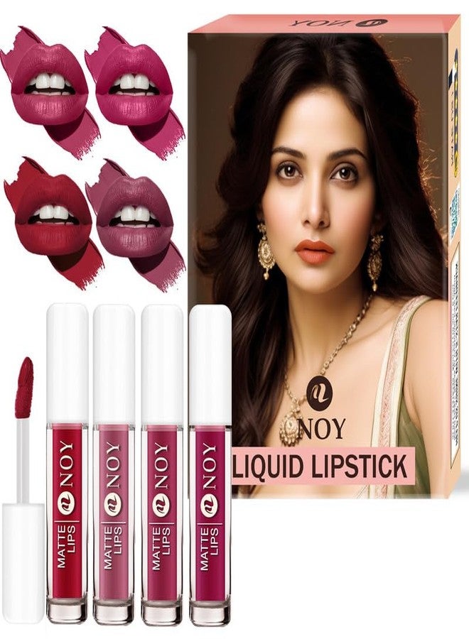 Noy Lipstick For Dusky Skin Tone Long Lasting Bold Matte Finish for a Stunning Statement - Cherry Nude, Nude Pink, Mauve Nude, Red Wine Shades Pack of 4 - Image 2