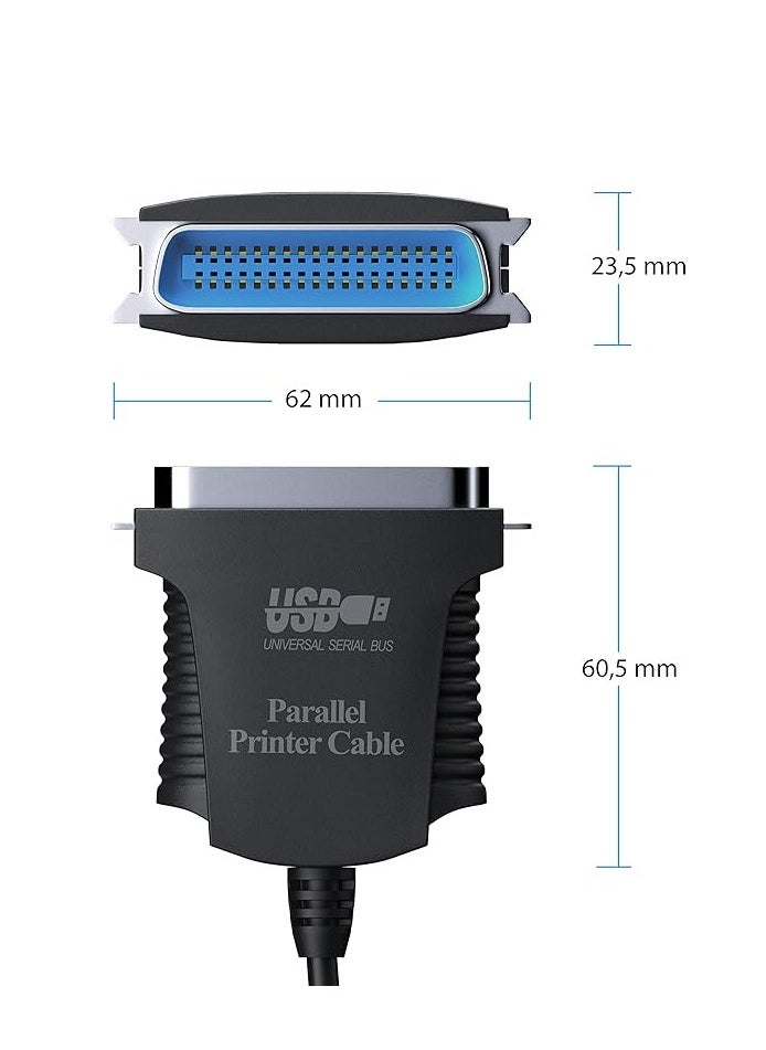 Generic - CSL USB to Parallel Adapter LPT 36-Pin Printer Cable Adapter Cable Plug and Play 0.80 m - Image 1