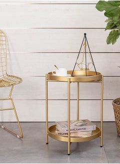 Roman Gifts 2 Piece set of 2-Tier Metal Side Table with Removable Tray,Small Tables for Living Room/Nightstand, Round Folding Table,  - Image 5