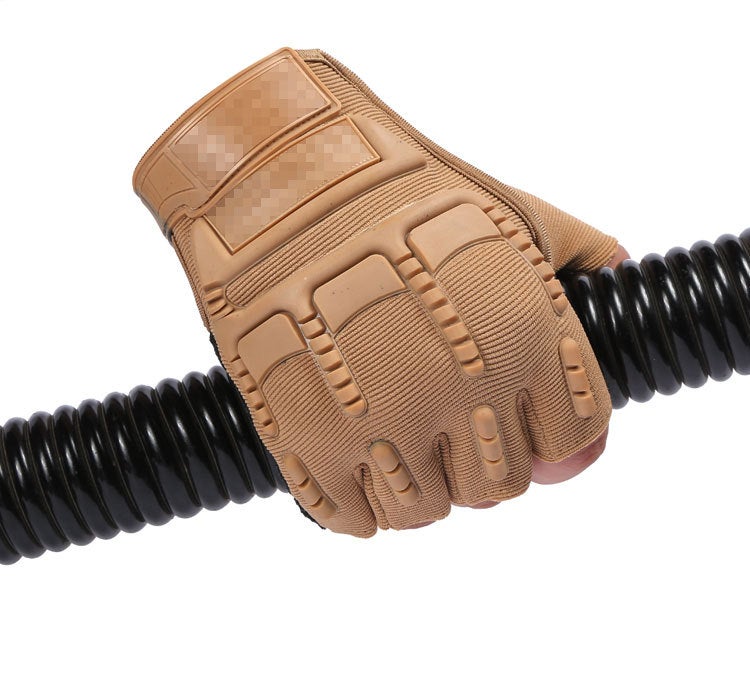 Military fan tactical half finger gloves outdoor sports men special forces mountaineering combat non-slip fitness riding non-slip wholesale Freedom-sand color 