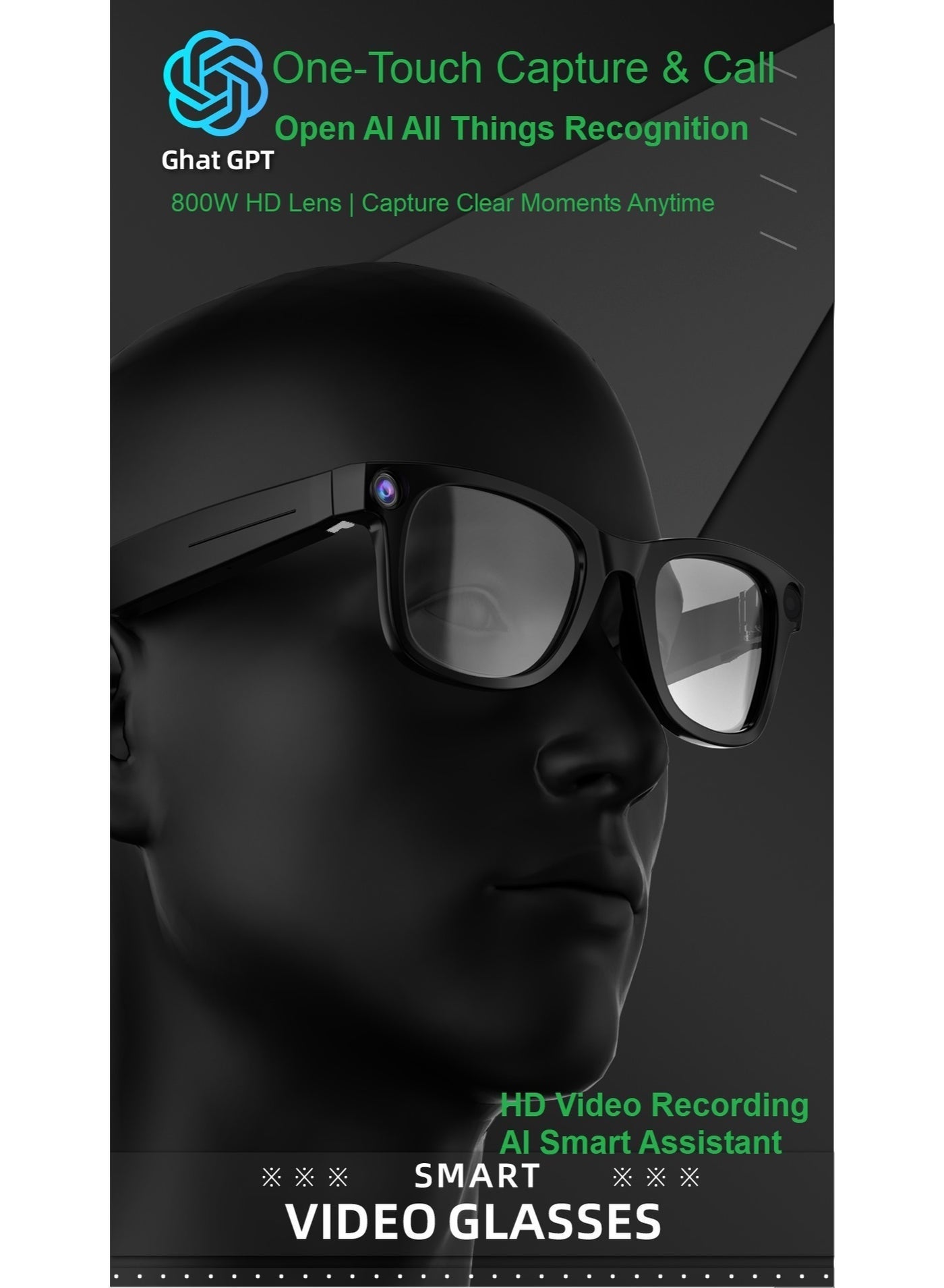 ZXING AI Smart Glasses Multilingual Voice Command HD Visual Assistance Premium Wearable Tech for Executives Perfect 2026 New Year Gift