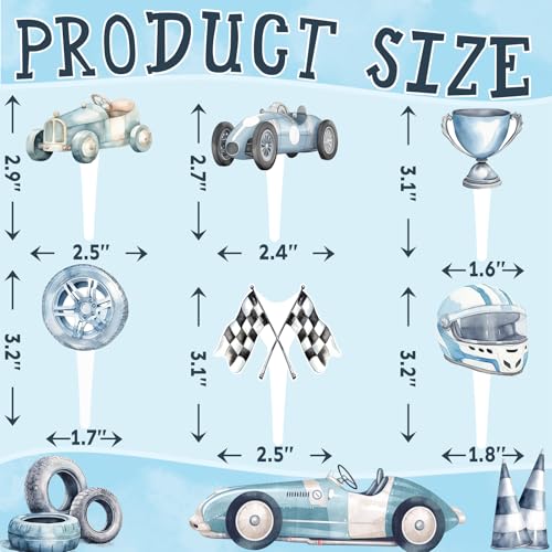 HaPiBiDesign 36 Pcs Race Car Cupcake Toppers Perfect for Race Car Birthday Cupcake Toppers Baby Shower and Cake Decor - Image 5