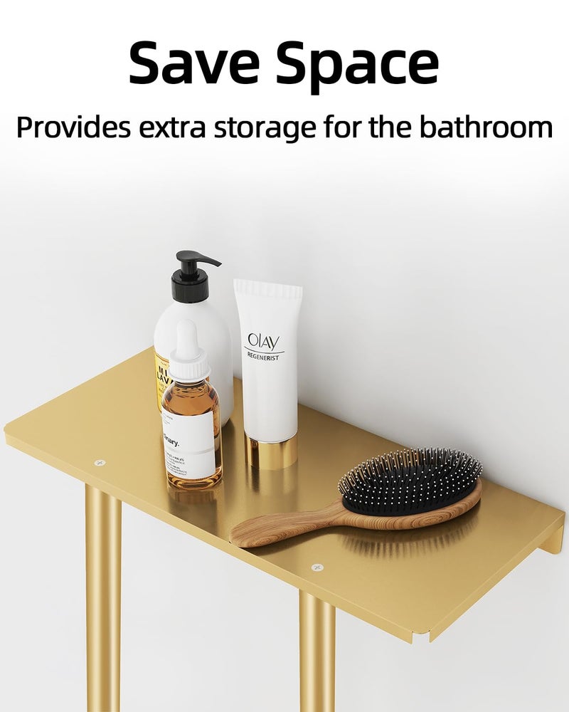 STWWO Bathroom Towel Storage Rack for Bathroom, 30 inch Towel Racks Wall Mounted with Shelf Can Holds 6 Large Towels, Wall Towel Rack for Rolled Towels, Gold - Image 2