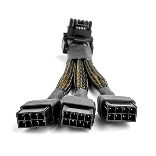 JOYJOM 16Pin GPU Cable to 3X 8 Pin Pcie Extension - 16AWG PCIE 5.0 12VHPWR 600W 90 Degree Right Angle 16 Pin 12+4Pin Supply Adapter for RTX 4090 4080 3090TI 4070Ti Graphics Card (Type A) - Image 5