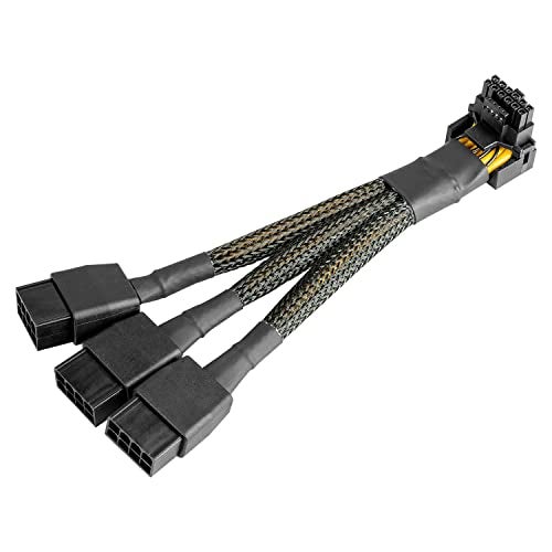 JOYJOM 16Pin GPU Cable to 3X 8 Pin Pcie Extension - 16AWG PCIE 5.0 12VHPWR 600W 90 Degree Right Angle 16 Pin 12+4Pin Supply Adapter for RTX 4090 4080 3090TI 4070Ti Graphics Card (Type A) - Image 1