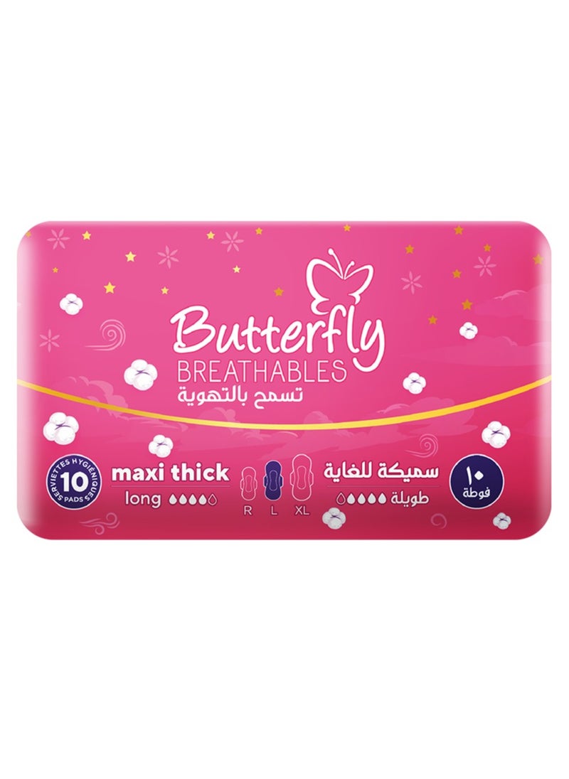 BUTTERFLY Butterfly Breathables Maxi Thick Cottony Sanitary Pads Long - Count 10  - Image 3
