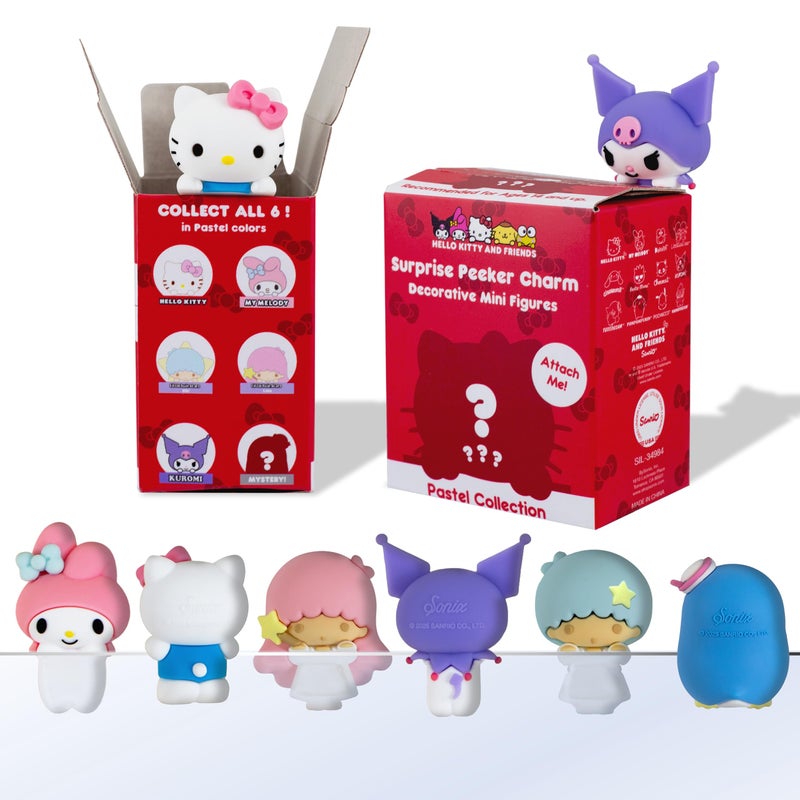 Sonix x Sanrio Hello Kitty Friends Peekers Pastel Series Blind Box Adhesive Decorative Mini Figures Includes Hello Kitty My Melody Kuromi Little Twin Stars or Mystery Character - Image 2