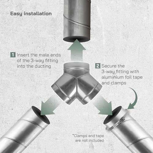 Vent Systems 8'' Inch - Y Shape Duct Connector - 3 Way Hose Adapter - Splitter For Hose - Y-shape Round Pipe Connector - Extractor Fan - Duct Hose Dryer Vent Y Connector - 8 Inch 3 Way Fitting - Image 5