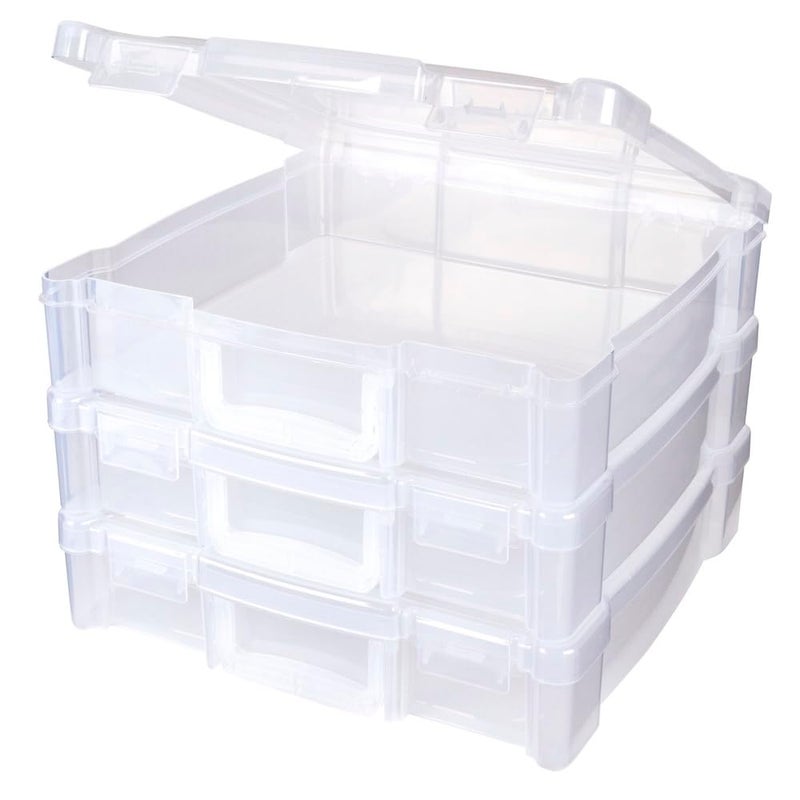 ArtBin 6913ZZ 12" x 12" Portable Art & Craft Organizer with Handle 3-Pack, [3] Plastic Storage Cases, Clear - Image 5