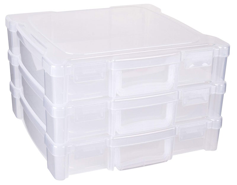 ArtBin 6913ZZ 12" x 12" Portable Art & Craft Organizer with Handle 3-Pack, [3] Plastic Storage Cases, Clear - Image 4