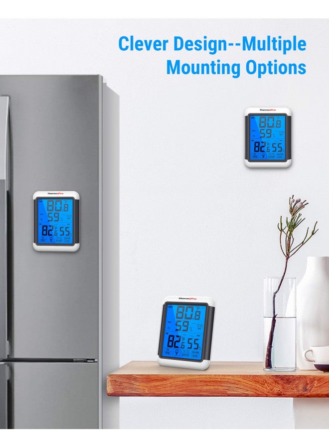 ThermoPro TP65 Indoor Outdoor Thermometer Digital Wireless Hygrometer Temperature Humidity Monitor with Jumbo Touchscreen and Backlight Humidity Gauge,LCD - Image 5