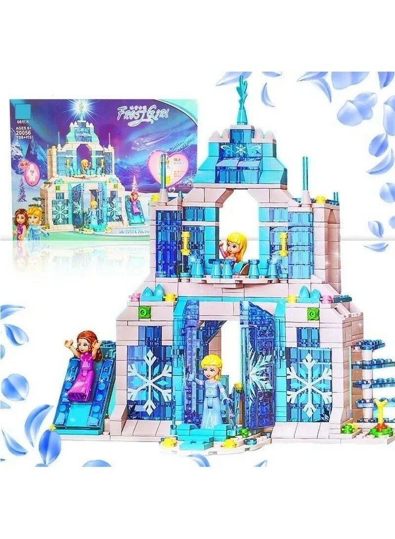 Ice Princess Castle Building Set, 701 Pieces, Ages 6+, Fantasy Palace with Slide and Snowflake Details