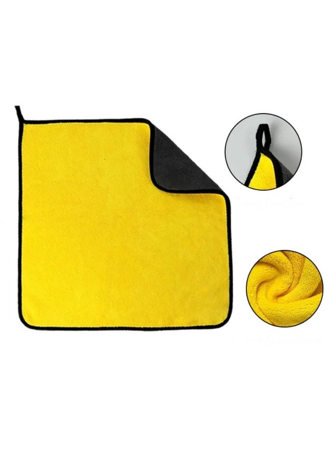 3 اكس ار منشفة تنظيف فائقة الامتصاص من الألياف الدقيقة مزدوجة الجوانب، 40×30 سم - قماش من الصوف المرجاني باللونين الأصفر والرمادي، لغسيل السيارات والتلميع والتجفيف والتنظيف المنزلي - ناعمة، خالية من الوبر والخدوش، سريعة الجفاف، قابلة لإعادة الاستخدام - 3845 - Image 3