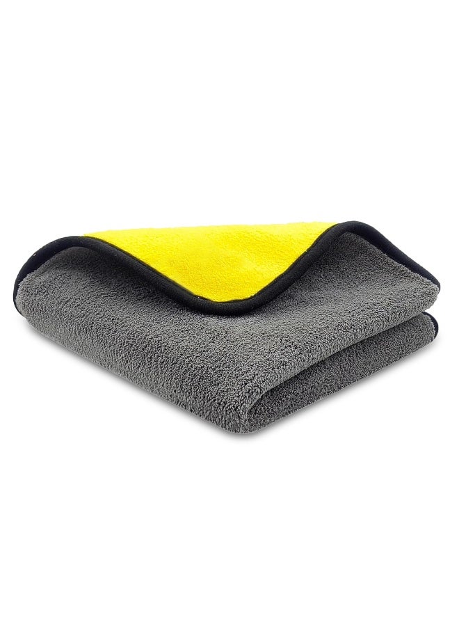 3 اكس ار منشفة تنظيف فائقة الامتصاص من الألياف الدقيقة مزدوجة الجوانب، 40×30 سم - قماش من الصوف المرجاني باللونين الأصفر والرمادي، لغسيل السيارات والتلميع والتجفيف والتنظيف المنزلي - ناعمة، خالية من الوبر والخدوش، سريعة الجفاف، قابلة لإعادة الاستخدام - 3845 - Image 2