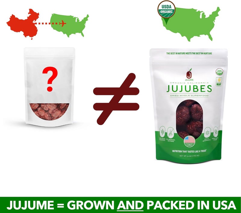 JUJUME Organic California Grown Jujubes Red Dates - 10-Pack of 6 oz. Bags - High Grade Superfood Dried Fruit - Image 2