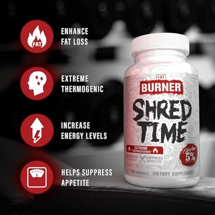 5% Nutrition 5% تغذية شريد تايم حارق الدهون | شاي أخضر، حبوب قهوة، فلفل حار، ثيوبرومين، جي بي بي | كبح الشهية | 30 حصة (180 كبسولة) - Image 3