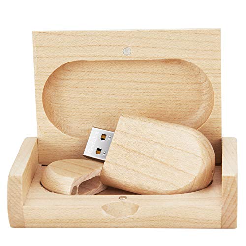 GARRULAX USB Flash Drive, Wooden 8GB / 16GB / 32GB USB2.0 USB Memory Stick Date Storage Pendrive Thumb Drive(64GB, Ellipse Maple) - Image 1