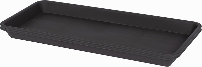 VUWEZ 2 Pack of Plastic Plant Tray Saucer Rectangular 14 inch, Plant Trays Saucers for Indoors Outdoor, Plant Water Drip Tray for Flower Pot Planter, Windowsill Plant Tray (6.8 X 14.5'', Brown) - Image 1
