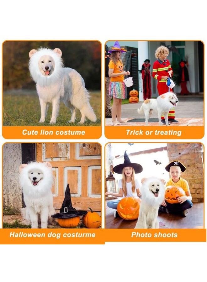 Vivifying Lion Mane Costume, Adjustable Pet Lion Mane Wig with Ears for Medium and Large Dog (White) - Image 5