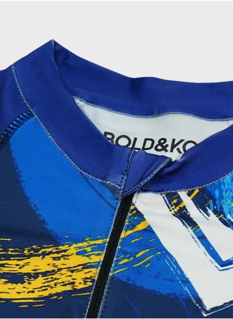 BOLD&KO Kids Abstract Print Rashguard Swimsuit