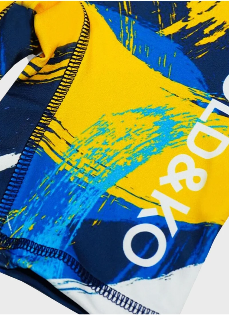 BOLD&KO Kids Abstract Print Rashguard Swimsuit