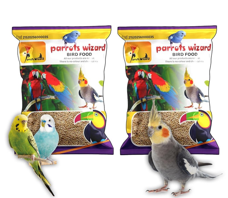 Parrots Wizard All Life Stages Dry Bird Food Small Size Kangni Seed Bird Food 950 Grams Pack of 2 - Image 1