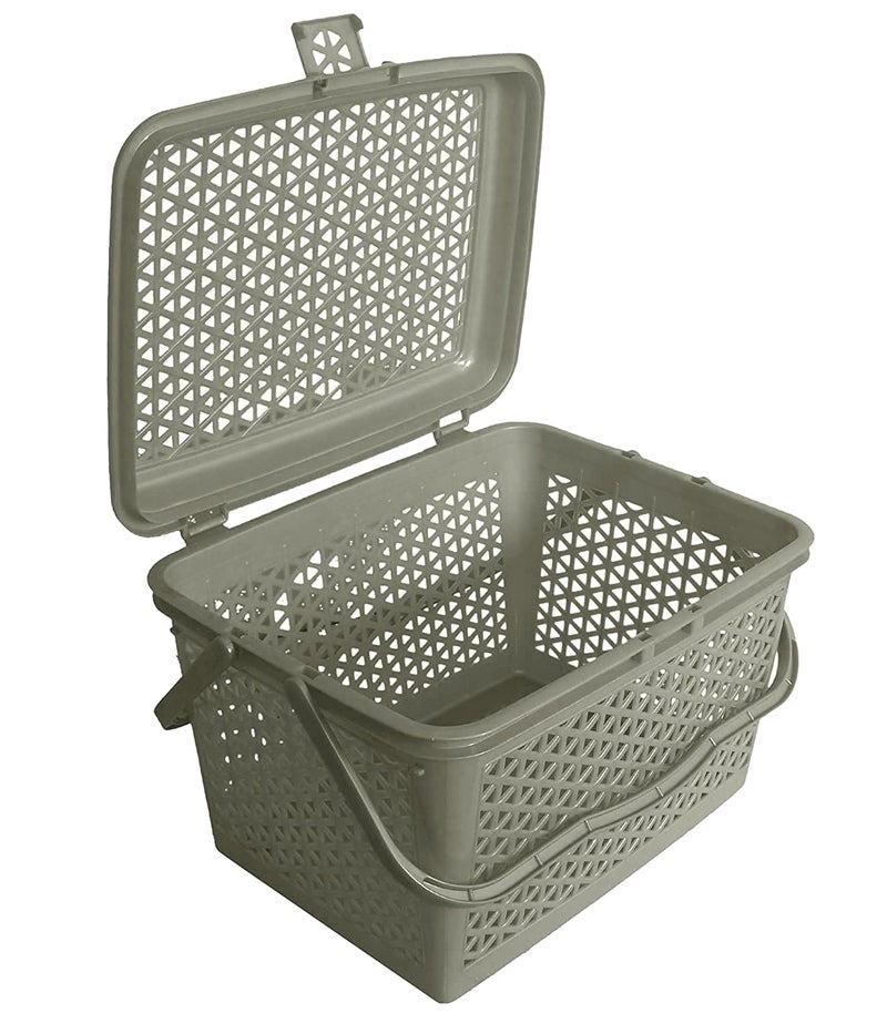 Kuber Industries Plastic Multipurpose Trendy Shopping Small Basket with Lid (Grey)-HS_38_KUBMART21155 - Image 2