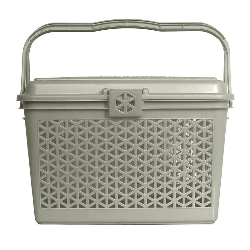 Kuber Industries Plastic Multipurpose Trendy Shopping Small Basket with Lid (Grey)-HS_38_KUBMART21155 - Image 3