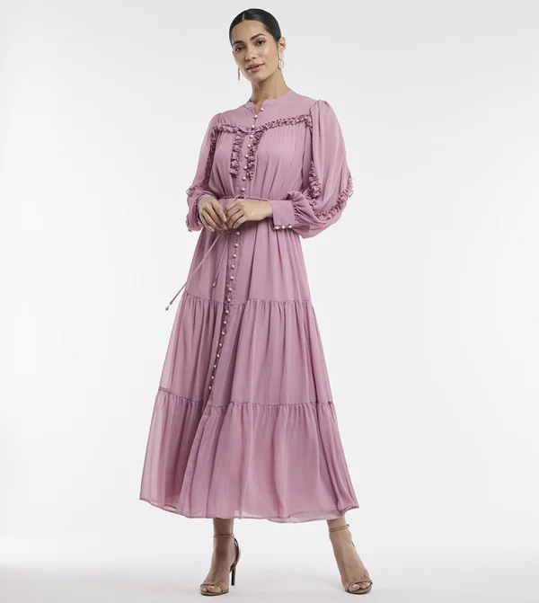 بي سي بي جي BCBG BOHO TIERED CHIFFON MAXI DRESS