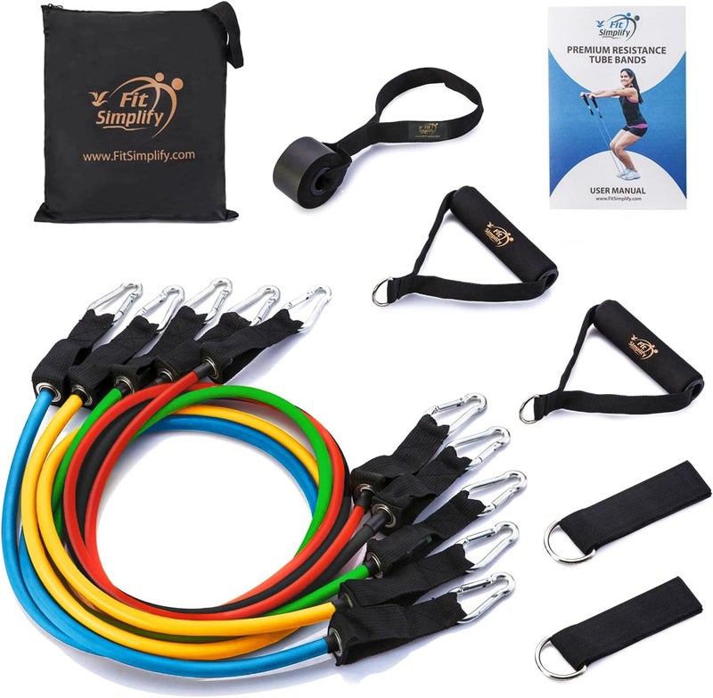 Fit Simplify Resistance Tube Bands 12 Piece Set with Instruction Booklet - Image 1