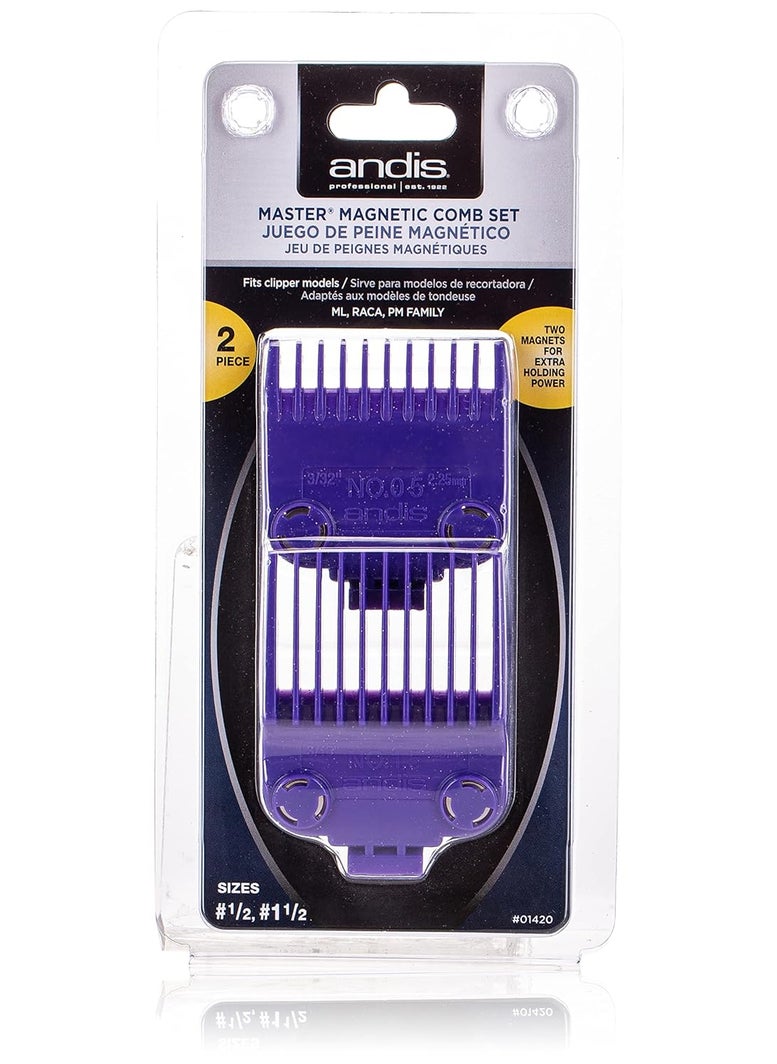 Andis 01420 Master Clipper Magnetic Comb Set  Crafted for LongLasting Performance  Dual Pack Sizes 05  15 and Fit with ML Models  Purple