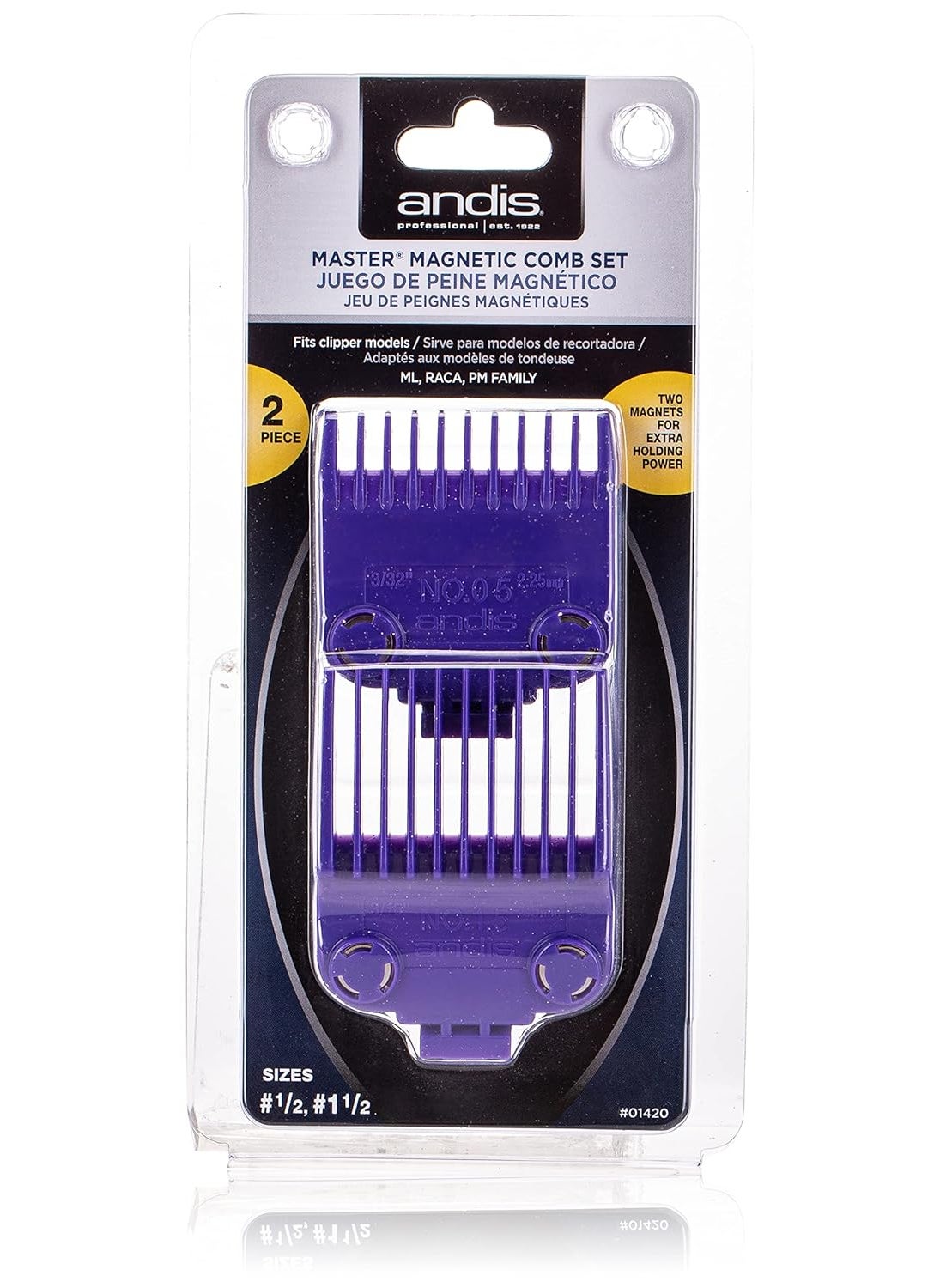 andis - Andis 01420 Master Clipper Magnetic Comb Set  Crafted for LongLasting Performance  Dual Pack Sizes 05  15 and Fit with ML Models  Purple - Image 1