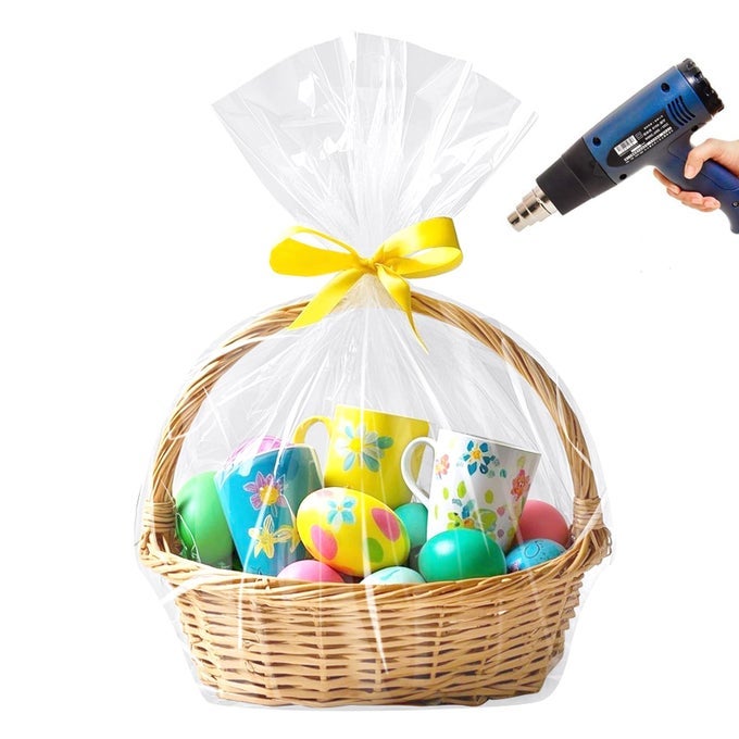 EASTER BASKET CELLOPHANE SHRINK BAGS 24X30 INCH SHRINK WRAP BAGS LARGE CLEAR 5PCS