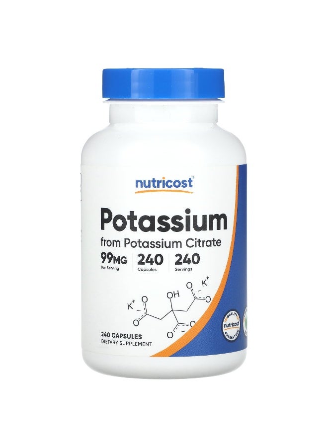 Nutricost, Potassium, 99 mg, 240 Capsules - Image 1