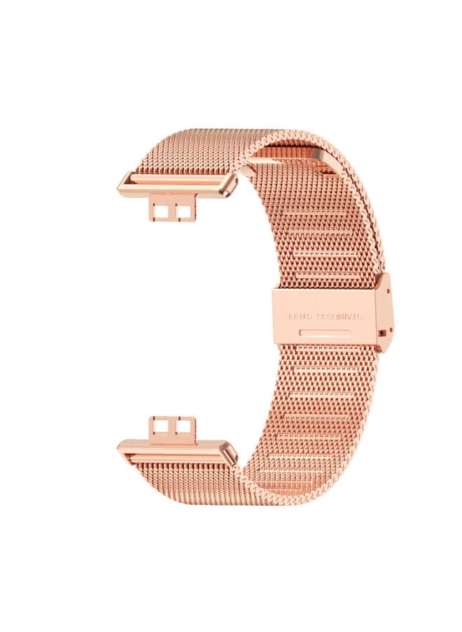 Generic - Fit 2 Watch Band Stainless Steel Milanese Clasp Magnetic Suction Three-bead Bamboo Texture Metal Wristband For HuaweiWatch-Color:MILAN-ROSE GOLD-Specifications:For HuaweiFit3 - Image 1